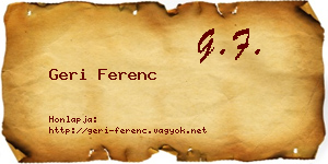 Geri Ferenc névjegykártya